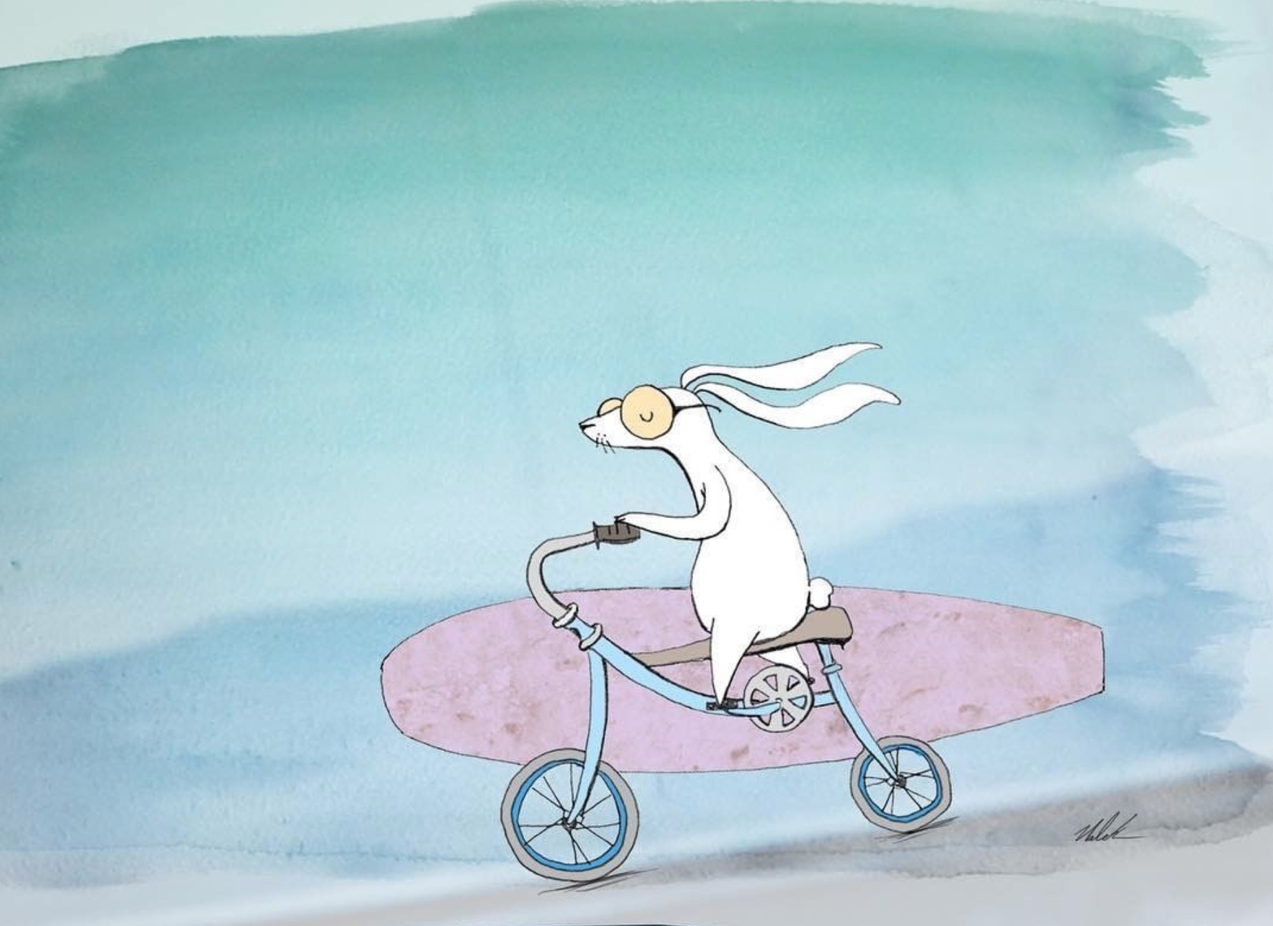 Cruising Bunny Surf Illustration by Nalena Kumar
